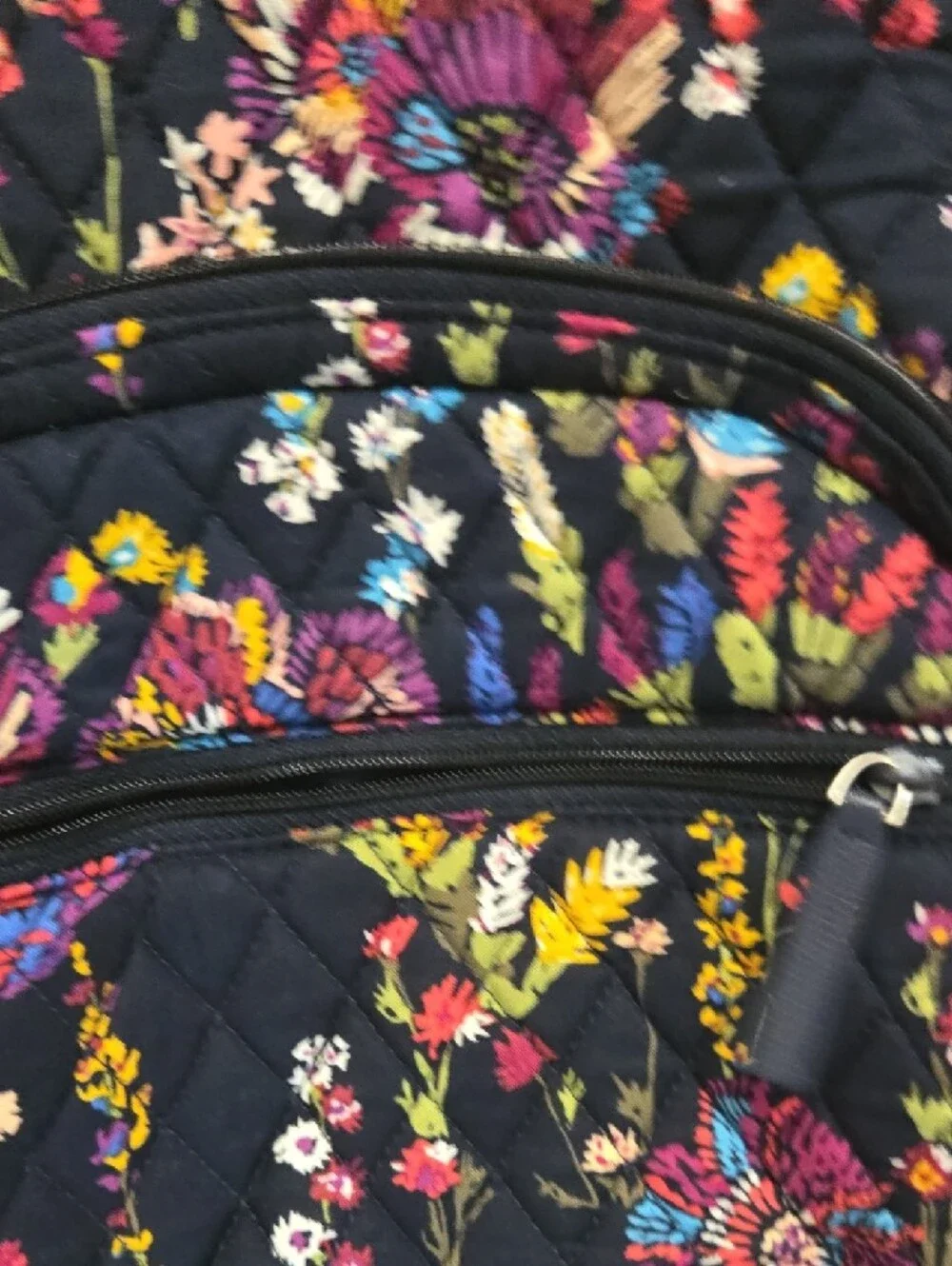 Vera Bradley Quilted Floral Backpack - Black Multicolor Pattern